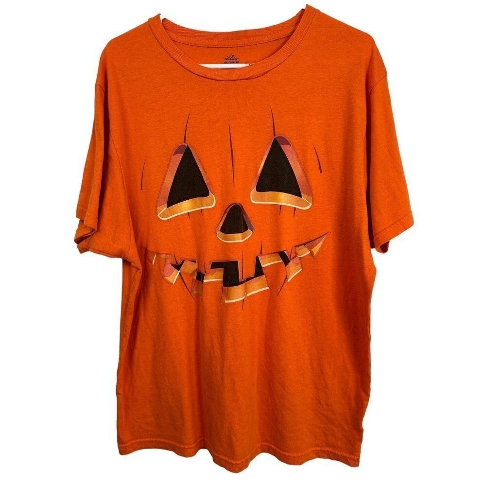 Way to Celebrate Halloween Jack O Lantern Orange Graphic T-Shirt Mens Large